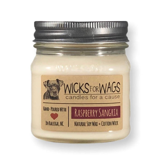 Raspberry Sangria |8 ozCandle | Wicks for Wags Candle