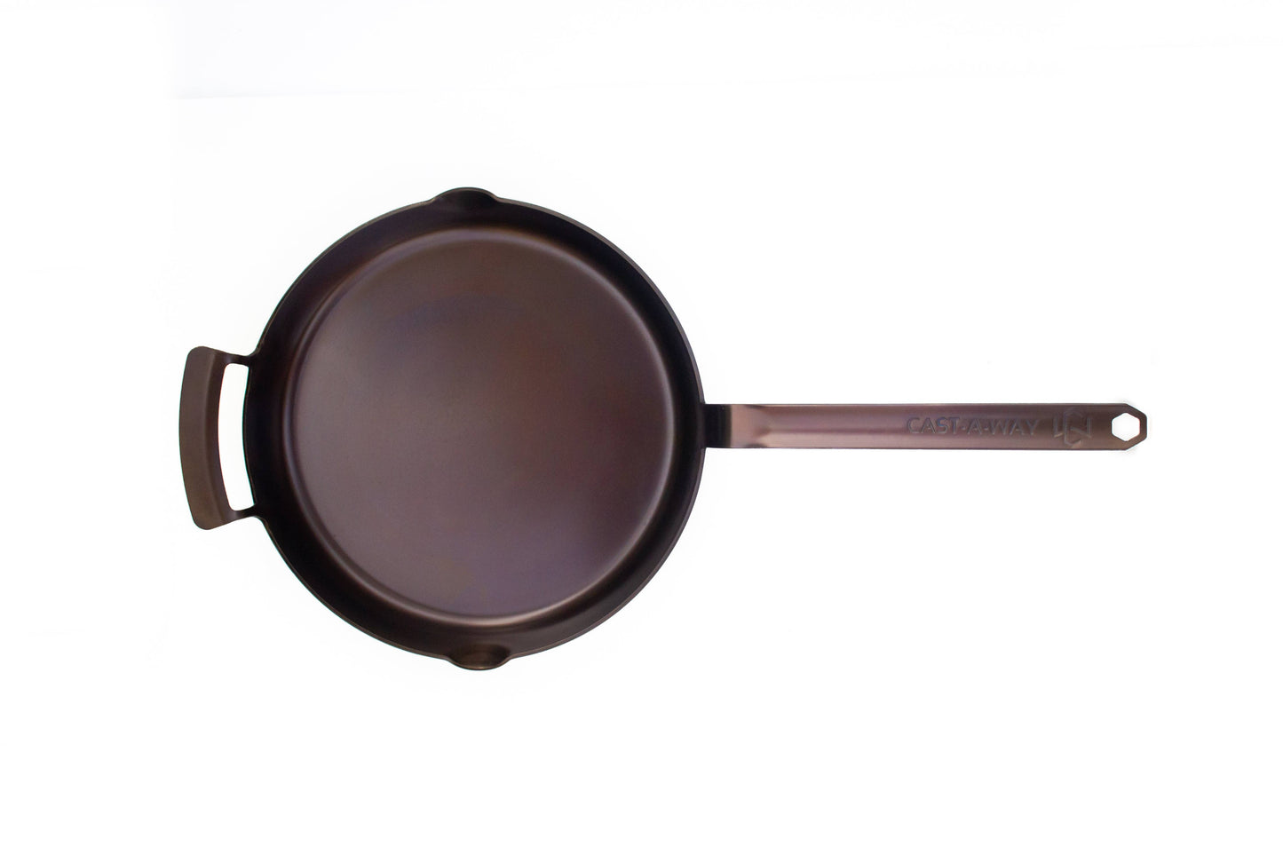 Blackcarbon steel skillet on a white background