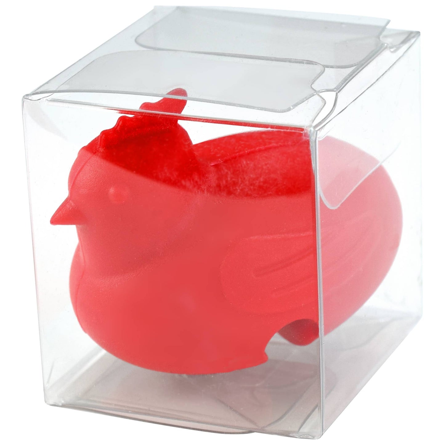 Chicken pot watcher in a clear cube packaging on a white background