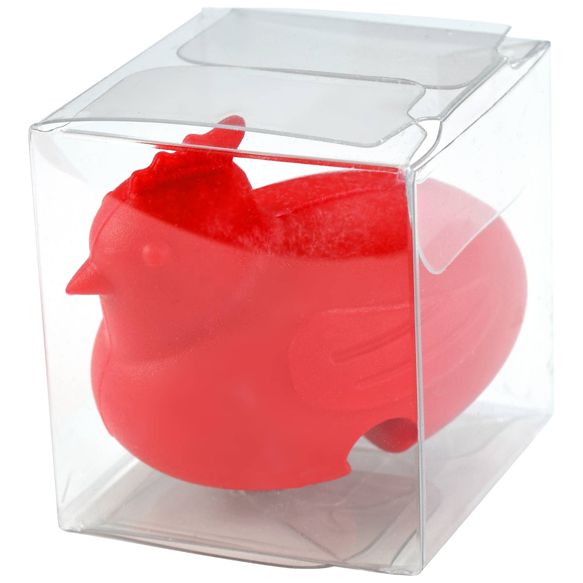 Chicken pot watcher in a clear cube packaging on a white background