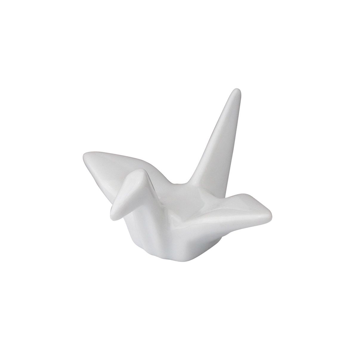 White ceramic crane sculpture for chopsitcks on a white background