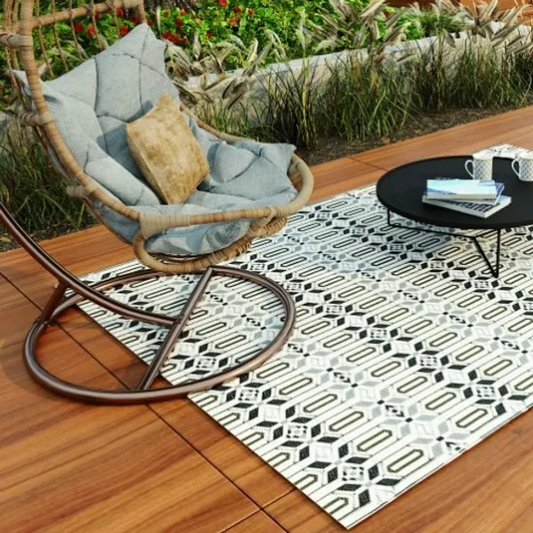 Mad Mats 6' x 9' Moroccan Outdoor Rug - Cool Silver